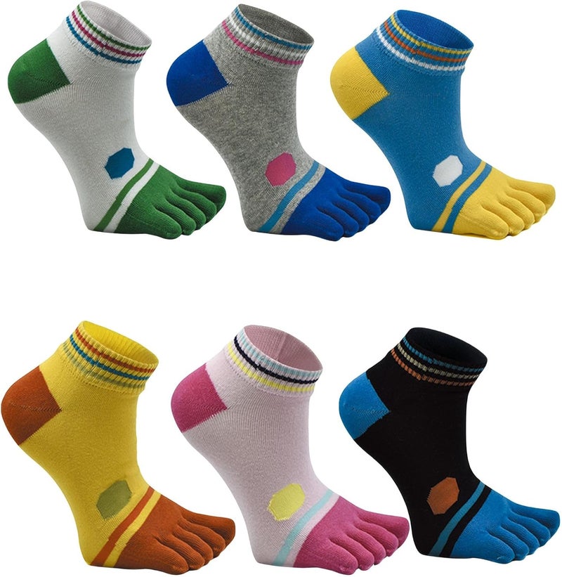 Fasot Women Toe Socks 5 Finger Cotton Wicking Athletic 6 Pack 3 Pack - Image 1